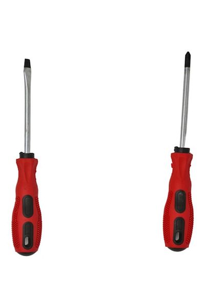 dalimag Set 2 screwdrivers, cross PH1 and straight 5 mm, red black,