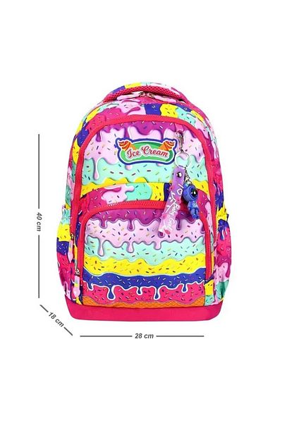 Weluxa Water Resistant 3 Compartment Girl's School Bag with Keychain Gift