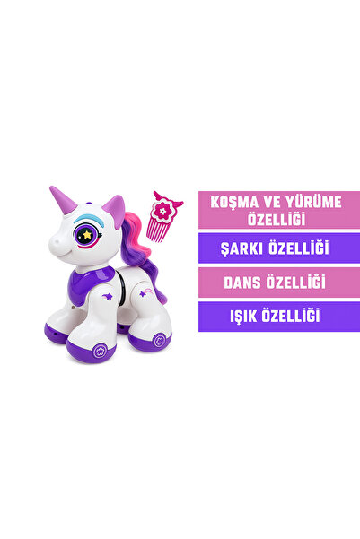 Gepettoys Oyuncak Sevimli Unicorn At Uzaktan Kumandalı Sesli Işıklı Müzikli Pilli Dokunma Sensörlü Robot