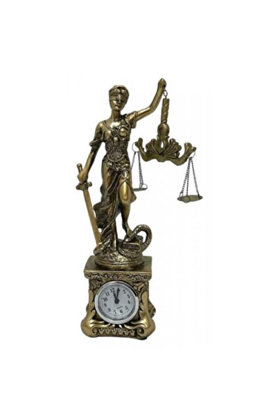 BLA BLA FOAM Statuetă, Justiția cu Ceas Analogic, Aurie, 26 cm