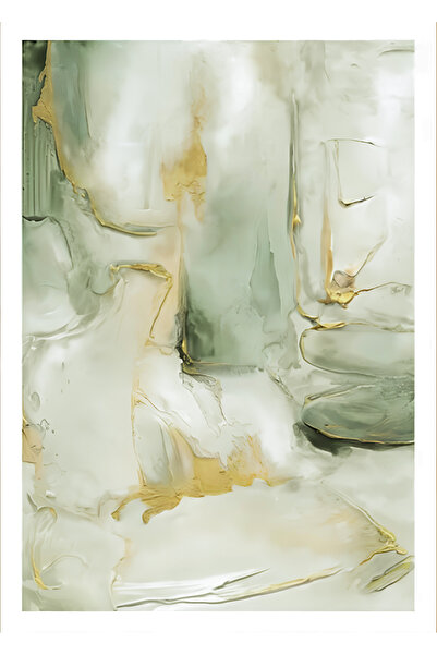 Harikabirev Amazing | Soft Green Juice Abstract Model Marble | Framed Tempered Glass Table Single Vertical