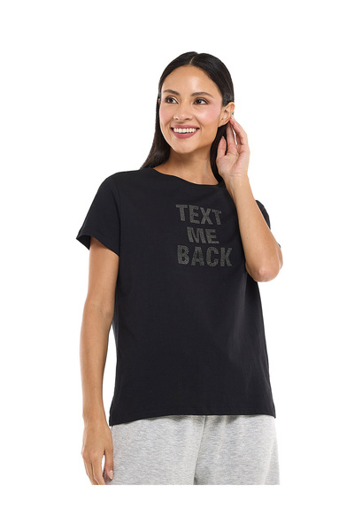 R&B تي شيرت WB أسود برقبة دائرية وجذابة مقاس 8-18