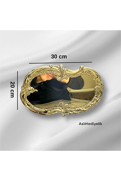 NEWTREND Züccaciye 6 Pieces Gold Stainless Steel Artnova Tea, Coffee, Treats and Dowry Presentation Tray