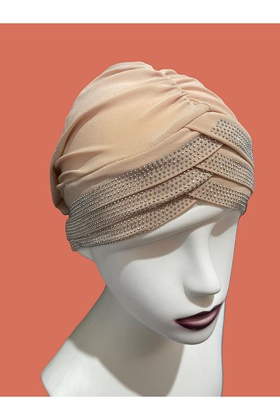 BERCHEM SCARF Women's Luxury Stone Three Cross Beige Color Ready Bonnet
