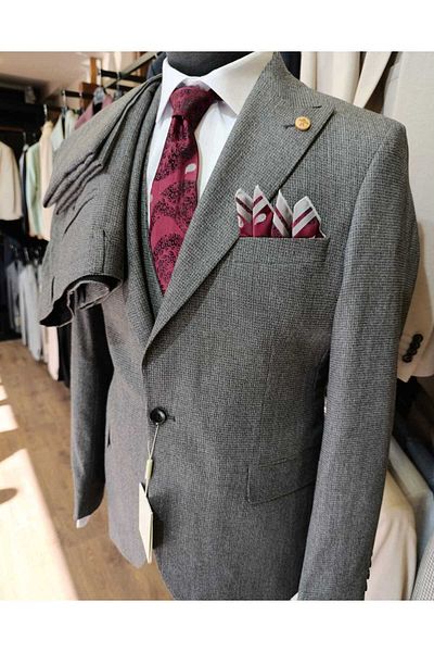 Ted Davıd Gray Suit with Micro Pattern Vest