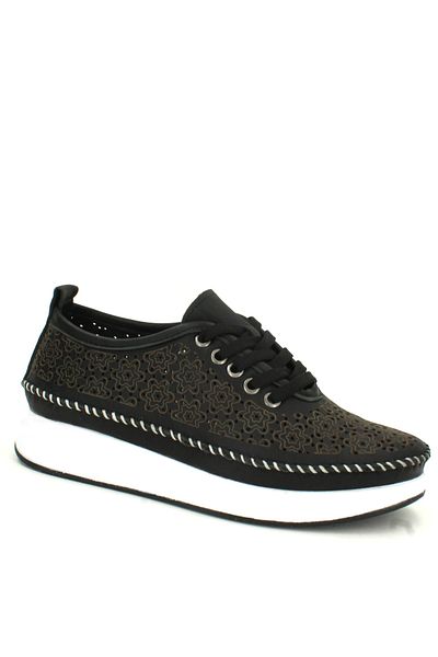 Deripabuc Genuine Leather Black Women's Leather Casual Shoes Trc-9902