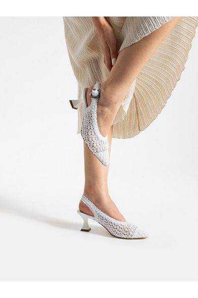 ALEMDAR AYAKKABI Vox White Lace Heeled Women's Shoes