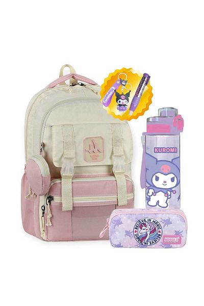 MASTER PACK School Bag, Double Eyed Pen Bag, Coin Wallet, Keychain, Eraser and Flask 500 ml Gift