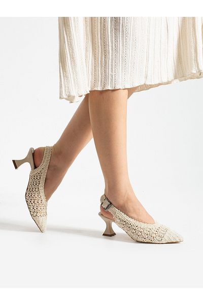 ALEMDAR AYAKKABI Vox Cream Lace Heeled Women's Shoes