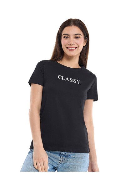 R&B Black LADIES BASIC GRAPHIC TEE 8-18