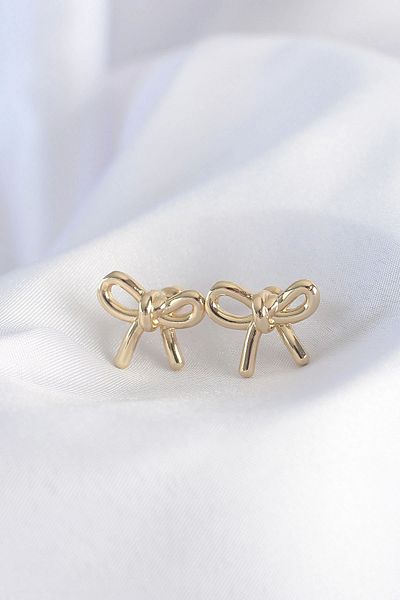 ALFA AKSESUAR 03 Brass Gold Color Minimal Bow Earrings - Tj-Bkp8928