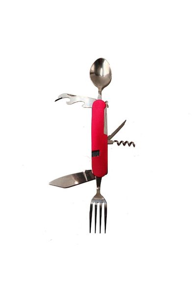 dalimag Removable Pocket Knife with 6 Functions - Spoon, Fork, Red, 25 cm,