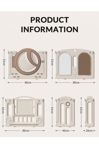 Nichiduta Garden Nichiduta Garden Moon House Coffee 200x160 cm playground fence with safety gate, play basket