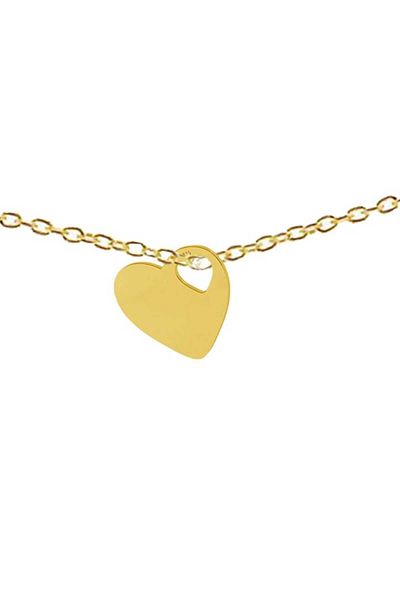 dalimag Lant argint 925 placat cu aur de 24 k si charm inima, 50 cm,