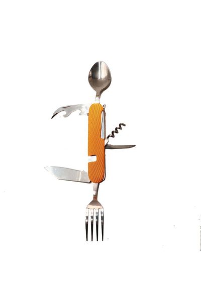 dalimag Detachable multifunctional knife with 6 functions - spoon, fork, gold, 25 cm