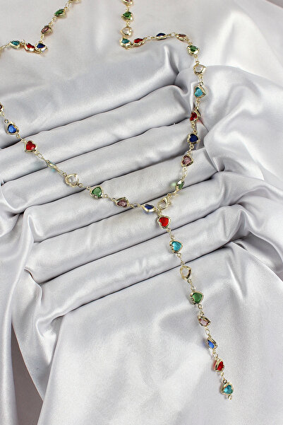 Belle Fusion قلادة BFS نحاسية ذهبية اللون مختلطة الألوان من حجر الزركون على ش...