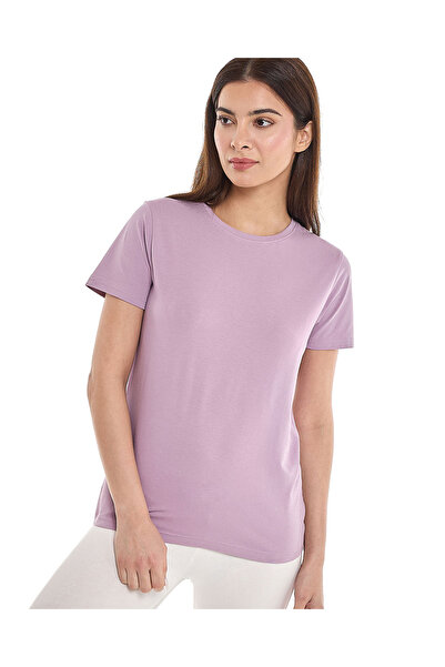 R&B تيشيرت أوركيد نسائي سادة بياقة دائرية، مقاس 8-18