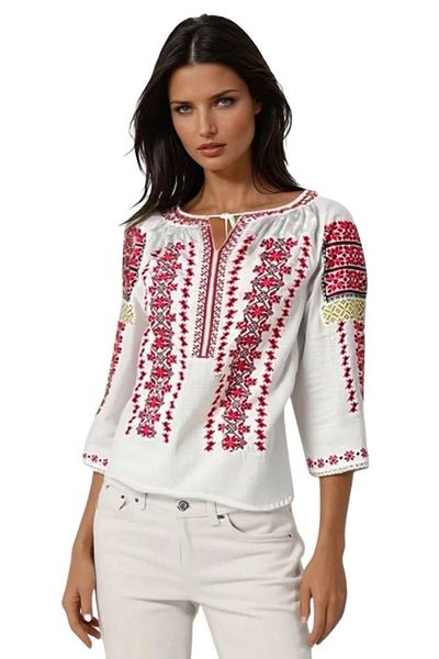 rody's forever Women's blouse type ie 257 white/burgundy red, size L