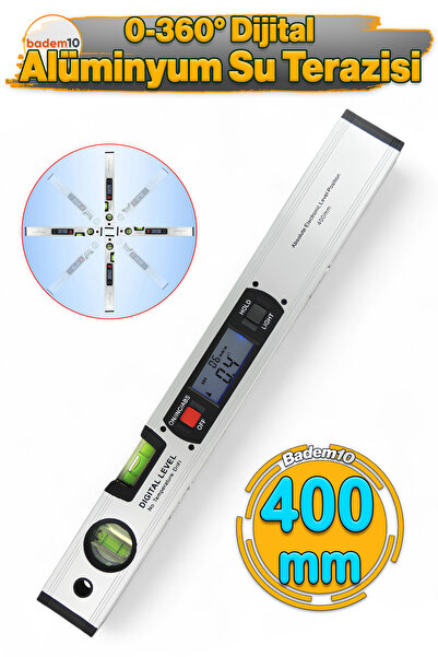 Badem10 Dijital Lcd Ekranlı Su Terazisi 40 cm 400mm Hassas Elektronik Açı Ölç...