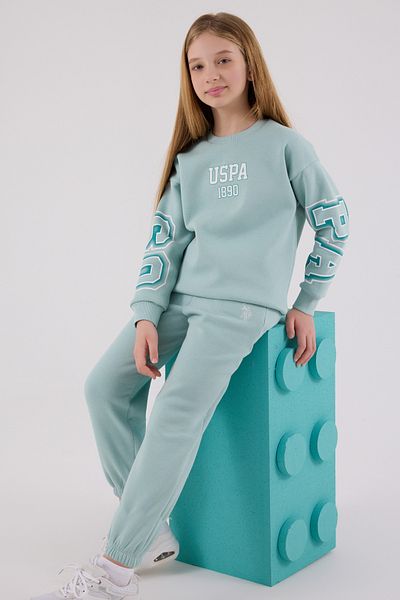 U.S. Polo Assn. Licensed Girls' Top and Bottom 2 Piece Tracksuit Set