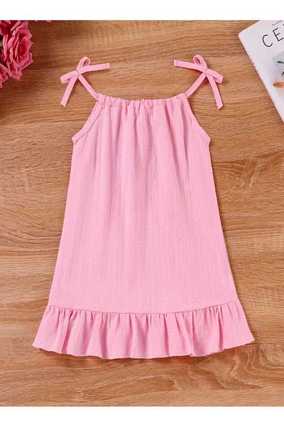 BEBEĞİME ÇORAP Pink Sile Cloth Girl's Strap Dress