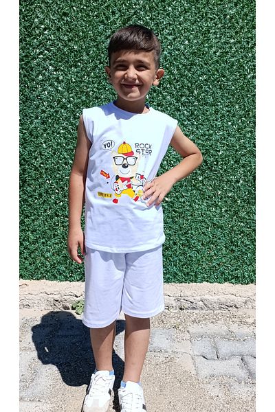 siyalife Boy's Soft Textured Compact Fabric Sleeveless Summer T-Shirt and Shorts Set