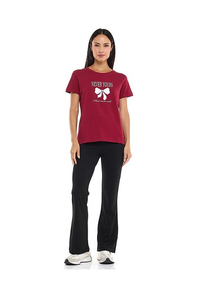 R&B Burgundy LADIES BASIC GRAPHIC TEE 8-18