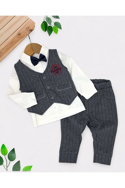 voyyo kids baby Baby Boy 4 Piece Special Day Set - Stylish Bottom Top Set with Vest and Pants 6-24 Months Seasonal