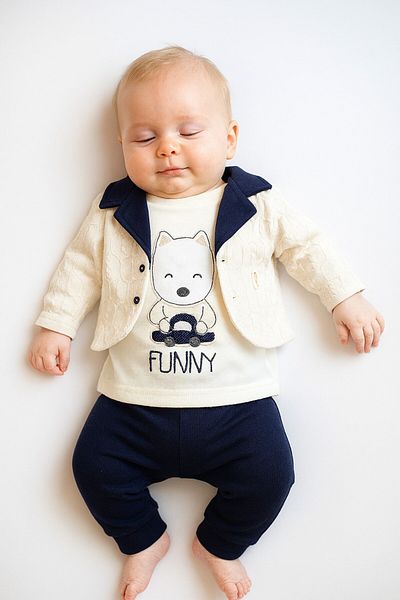 SeaBubbles Teddy Bear Patterned Cardigan Baby Boy Set