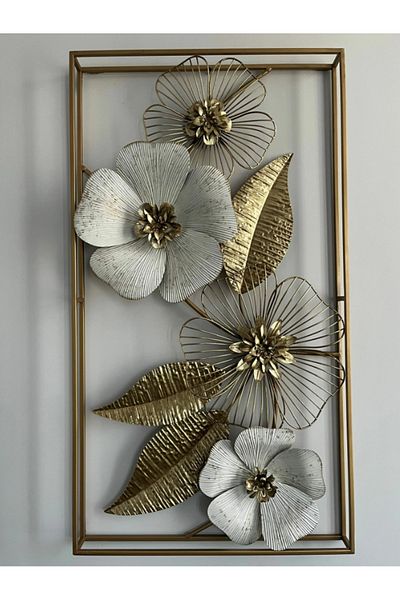 LUXXO Decorațiune de perete metalică Zarya, 91x51cm, auriu/alb