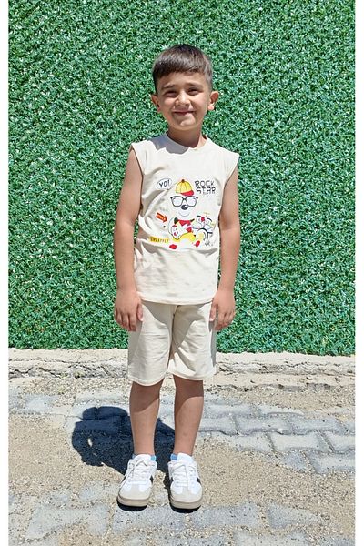 siyalife Boy's Soft Textured Compact Fabric Sleeveless Summer T-Shirt and Shorts Set
