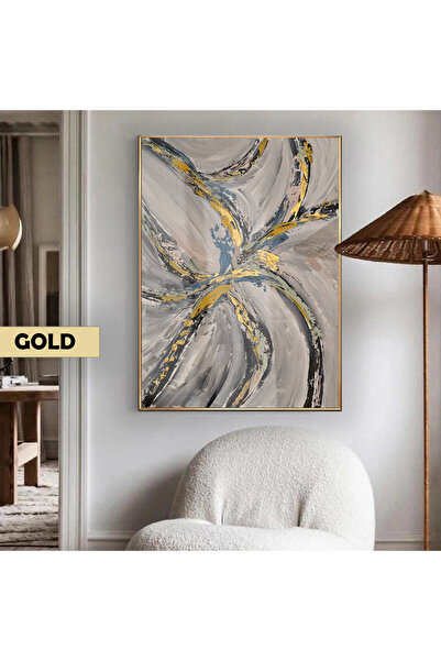 Harikabirev HARİKABİREV|GRİ-ALTIN RENK ÇİÇEK MAKRO DESENİ 01 |ÇERÇEVELİ TEMPERLİ CAM TABLO TEKLİ DİKEY