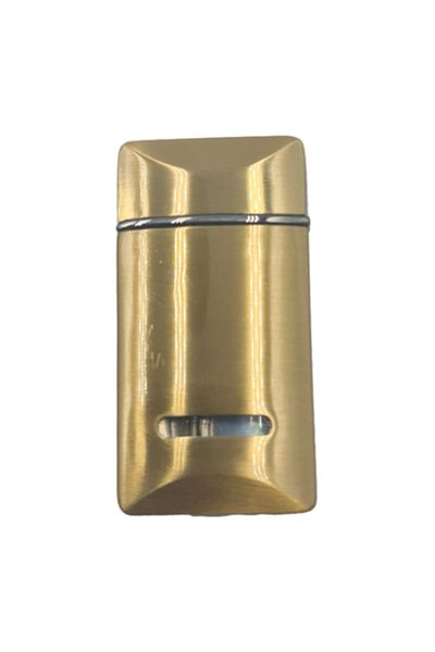 dalimag Gas Lighter, Windproof, Rechargeable, Adjustable Flame, Lid Opening, Curved Model, Gold,