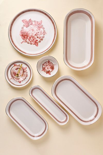 Perotti Danish Rose Gilded 37 Piece Stackable Breakfast Set and Presentation Set for 6 People