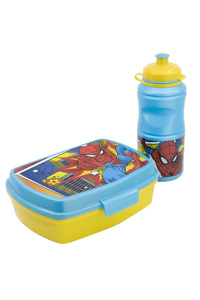SPIDERMAN Set of 400 ml water bottle and sandwich box, multicolor, plastic, BPA free,