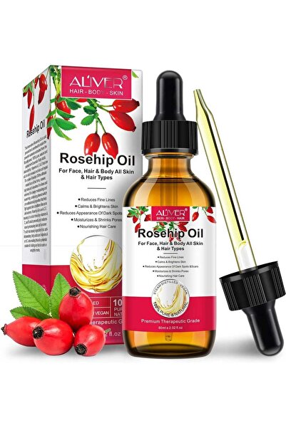 ALİVER Ulei de măceșe premium 100% pentru îngrijirea pielii și a părului, ant...