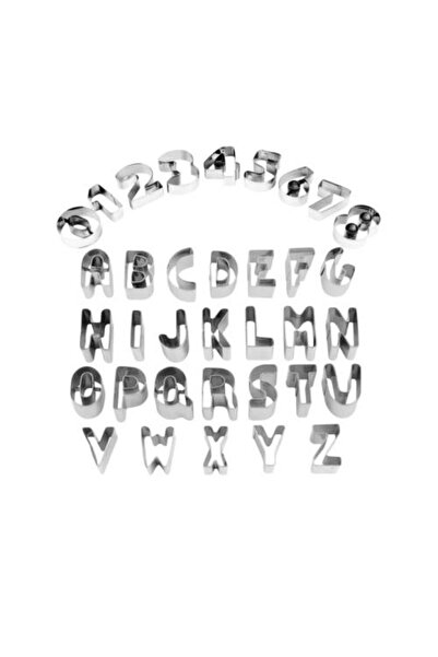 Pastaland Harf ve Sayı Alfabe Kurabiye Kesici Kalıp Seti Metal 36 Parça