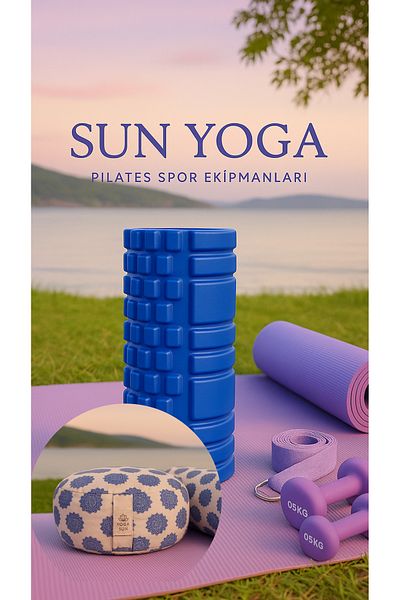 SUN YOGA PİLATES SPOR EKİPMANLARI Sunyoga Zafu Meditation Cushion Foam Roller Blue Two Together