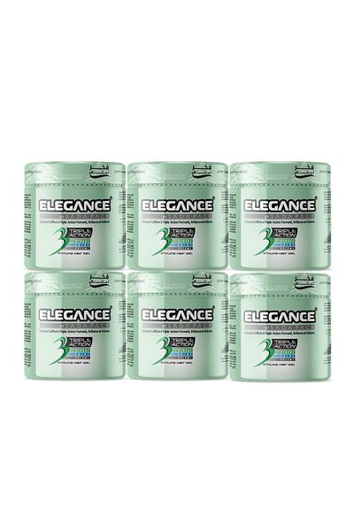 Elegance Triple Action Hair Gel – Green, 250ml (Pack of 6)