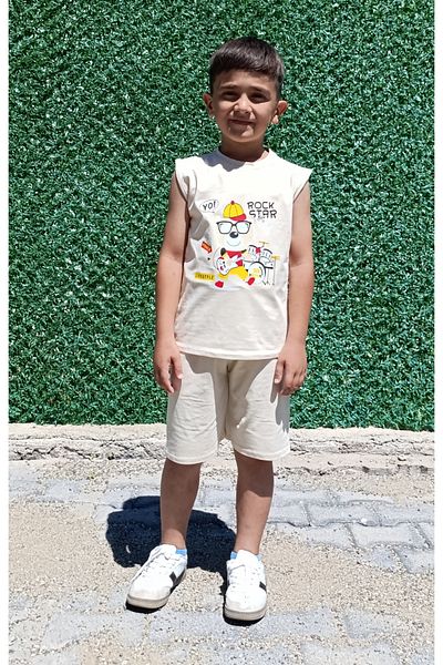 siyalife Boy's Soft Textured Compact Fabric Sleeveless Summer T-Shirt and Shorts Set