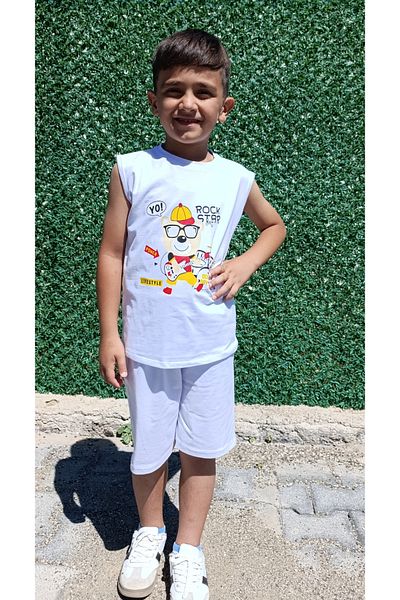 siyalife Boy's Soft Textured Compact Fabric Sleeveless Summer T-Shirt and Shorts Set