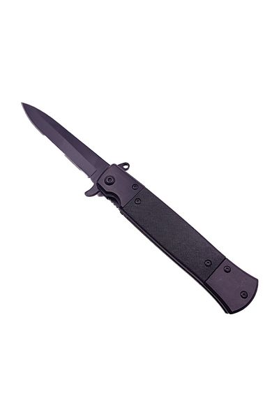 dalimag Cuțit de buzunar cu deschidere manuală, 22 cm, clemă pentru curea, negru,