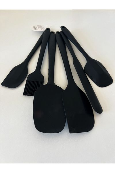 moon home dekor Set of 6 Black Silicone Spatulas – Heat Resistant