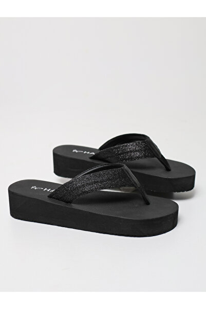 HANOX Doris Wedge Heel Women's Flip Flops Beach Black Slippers Flip Flops (4.3) cm