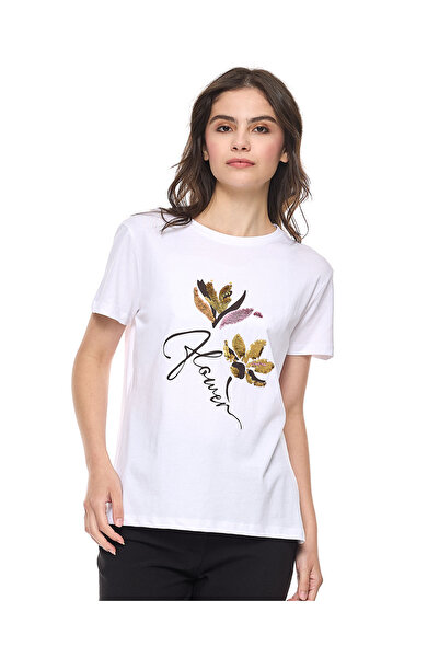 R&B تي شيرت أبيض WB برقبة دائرية لامعة مقاس 8-18