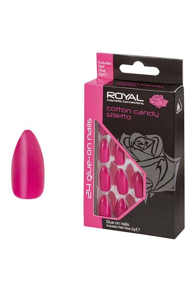 Royal Set de 24 de vârfuri de unghii lipite, tip stiletto vată de zahăr, lipici inclus