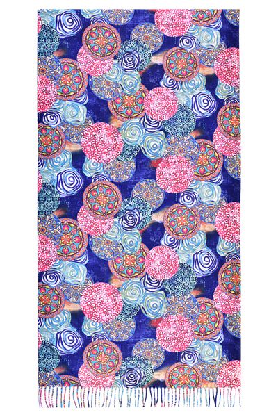 DACSHOP Painted scarf D, Dacali, cashmere, navy blue/green
