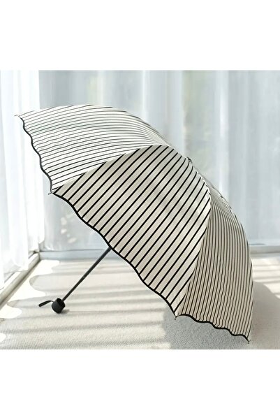 Lilly UPF50+ Koruma ve Dört Mevsim Kullanım – Ruffled Kenarlı Çizgili Şemsiye