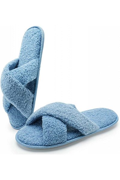 WateLves papuci de damă confortabili, microfibră/spumă cu memorie/cauciuc, albaștri, 42-43