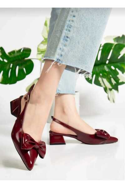 Dubais Shoes Sivri Burun Fiyonk Detay Kadın Topuklu Ayakkabı